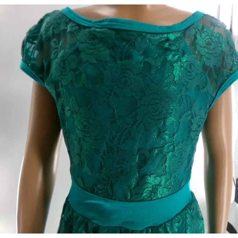 Pre-Owned Dance Costume Medium Child Teal Curtain Call E1753 Lyrical Ballet Con